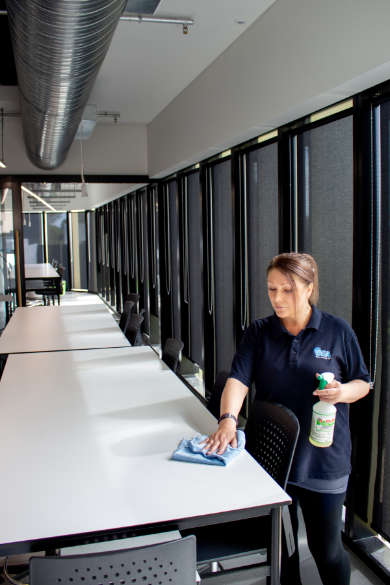 Cleaner wiping tables